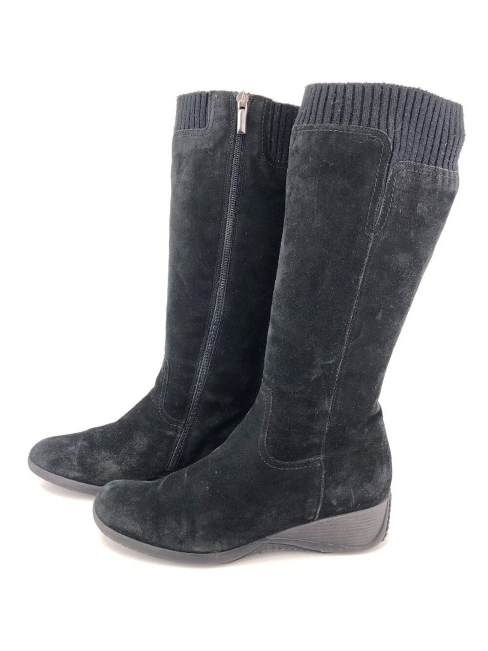 Aquatalia Black Suede Leather Tall Winter Boots 10 M - Picture 2 of 14